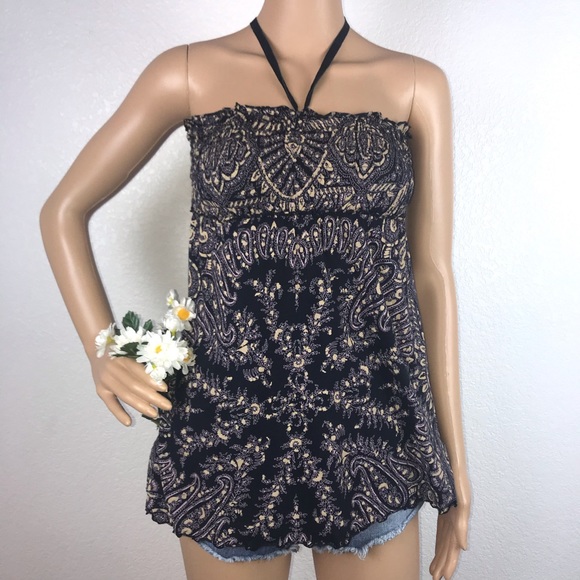 Free People Paisley Floral Tube Top Halter Blouse - Picture 4 of 8